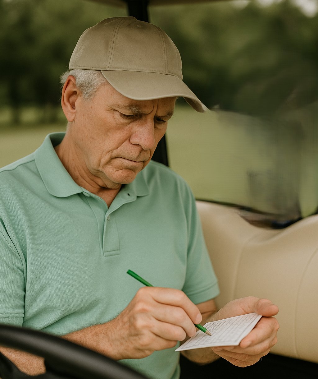 Marshal doing math on scorecard
